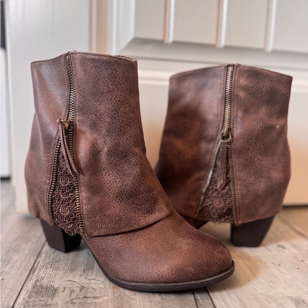 Not Rated Women’s Crochet Booties Boots Heel